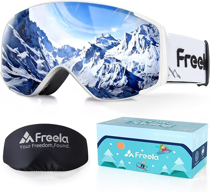 Freela Kids Ski Snowboard Goggles for Toddler(3-14) Youth Anti Fog Anti UV Goggles Girls Boys Snow Skiing Equipment