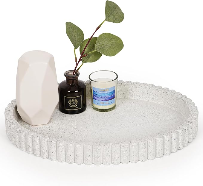Oval Tray for Coffee Table Decor, 13" Concrete Coffee Table Trays, Table Centerpieces Decorative Tray for Home Decor, Modern Decorative Centerpiece Trays, Granite