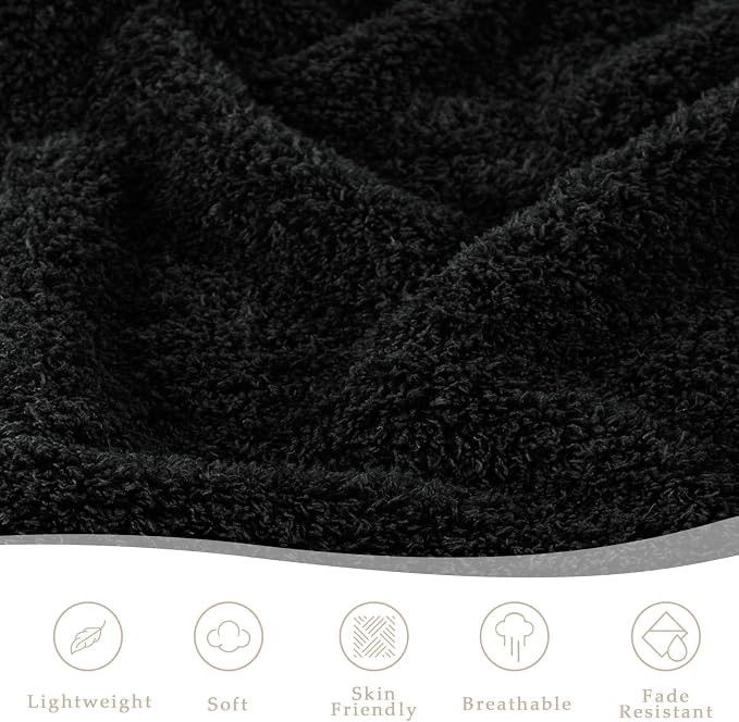 Exclusivo Mezcla Fleece Bed Blankets Queen Size, Ultra Soft, Lightweight and Fuzzy Black Blanket for Women, Home Decor, 90x90 Inches