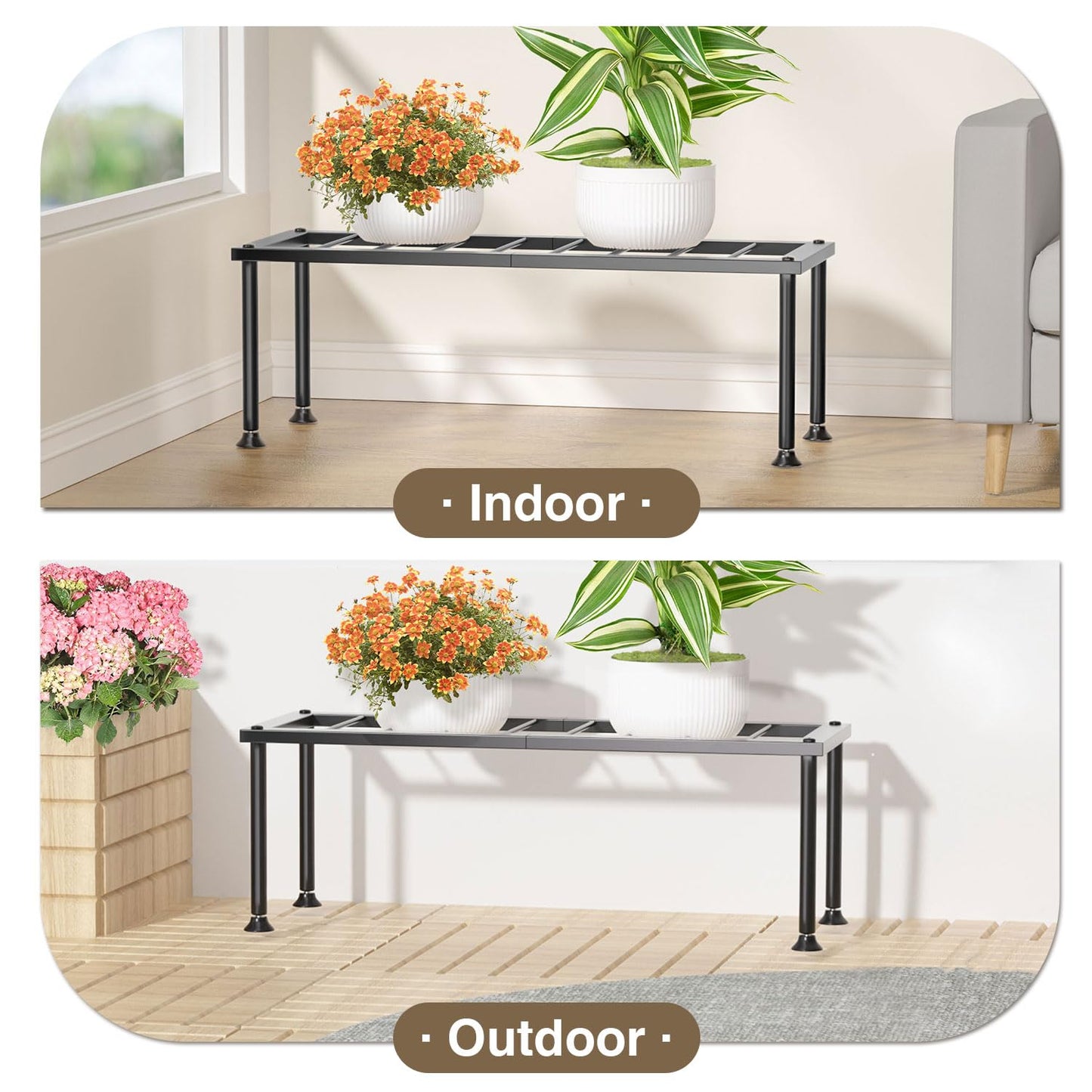 Josmimic 1 Tier Plant Stand: Ladder Plant Holder - Metal Flower Pot Stand - Heavy Duty Flower Rack for Living Room Patio Garden Corner Balcony and Courtyard.