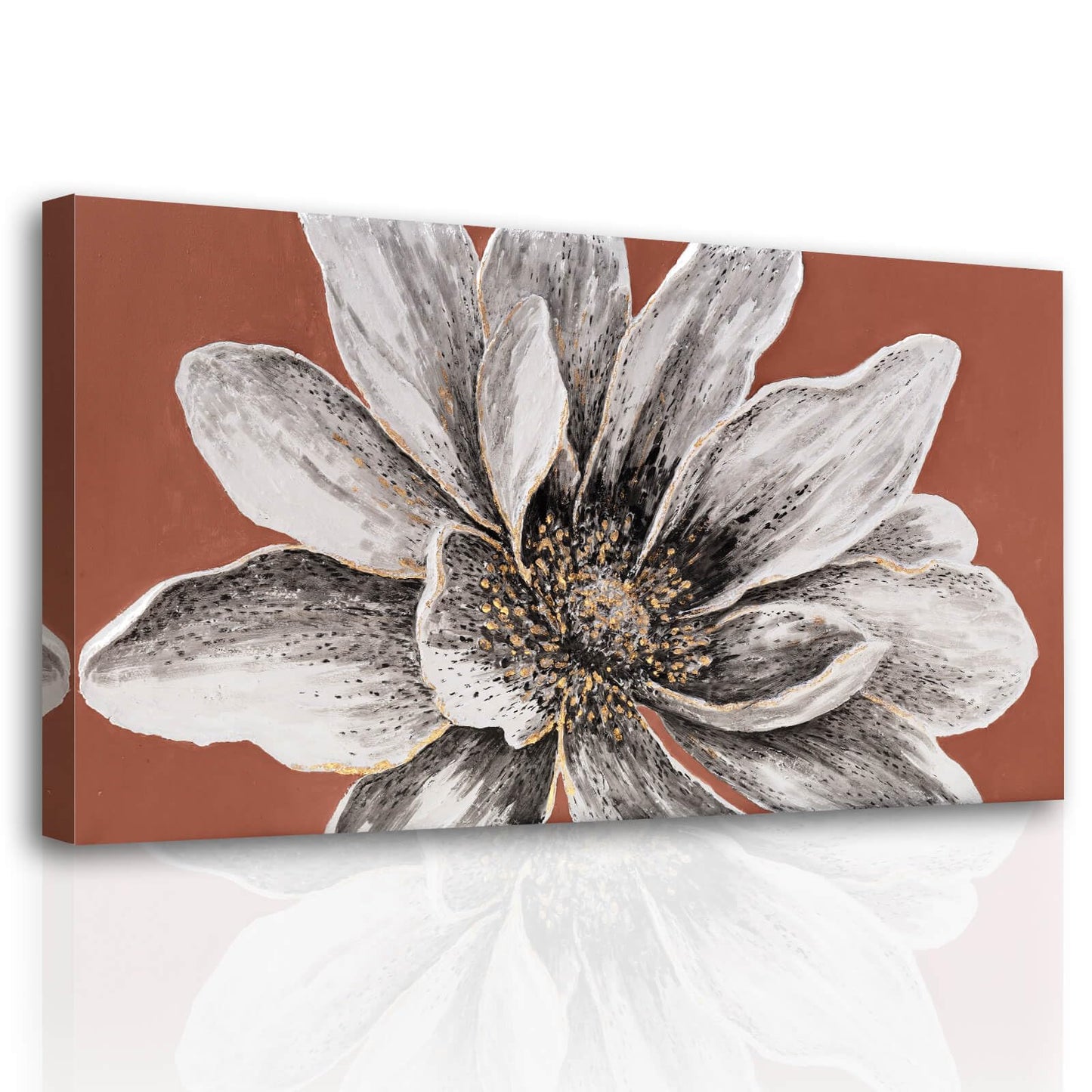 ZHENGYIN Hand-Painted White Flower Canvas Wall Art, Textured Floral Artwork, Modern Farmhouse Wall Decor for Bedroom Living Room Entryway, 20×40 in