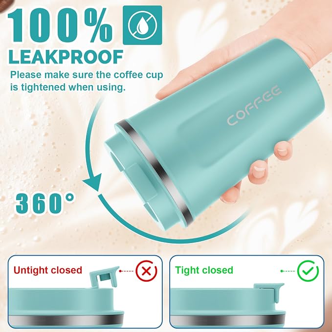 CS COSDDI 12 oz Stainless Steel Vacuum Insulated Tumbler - Coffee Travel Mug Spill Proof with Lid - Coffee Cups for Keep Hot/Ice Coffee,Tea and Beer