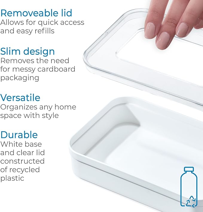 iDesign Sandwich Bag Organizer - Plastic Food Storage Bag Holder for Kitchen Drawer, Clear/White