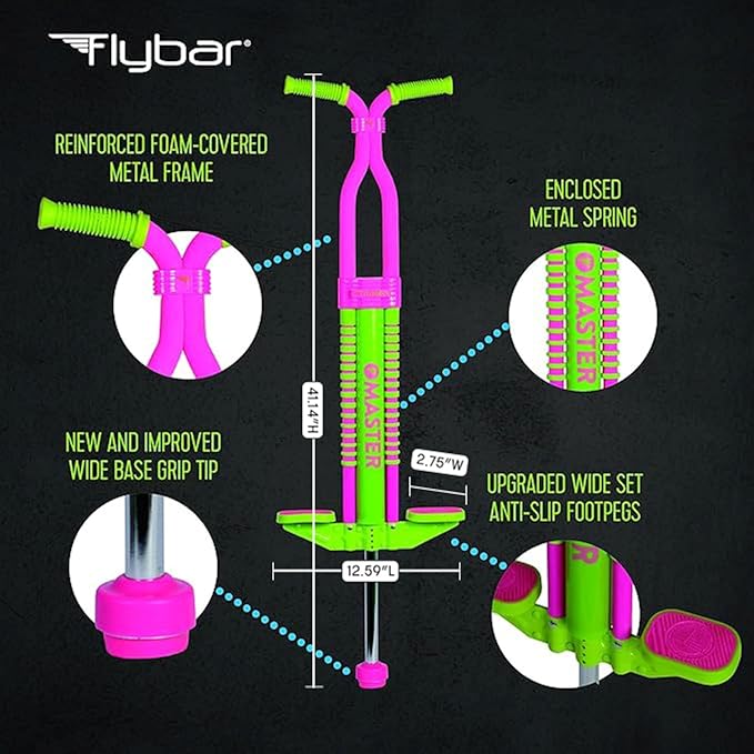 Flybar Master Pogo Stick for Kids Ages 9+, 80–160 lbs – Easy Grip Handles – Active Exercise Toy for Tweens & Teens – Outdoor Toy with Non-Slip Foot Pegs for Boys and Girls – No Assembly Needed