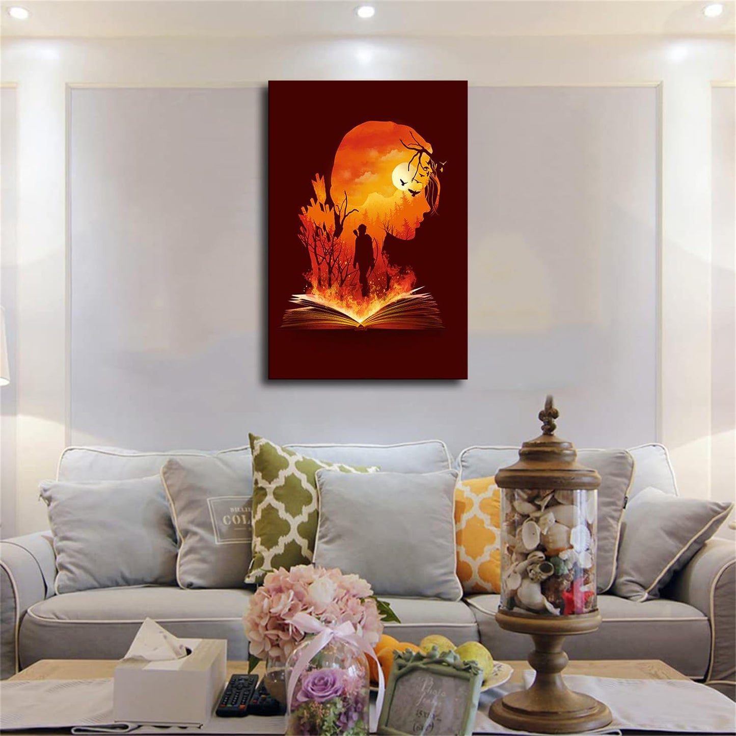 The Hunger Games Katniss Silhouette Sunset Poster Picture Art Print Canvas Wall Art Living Room Bedroom Decor Mural (12×18inch-No Framed)