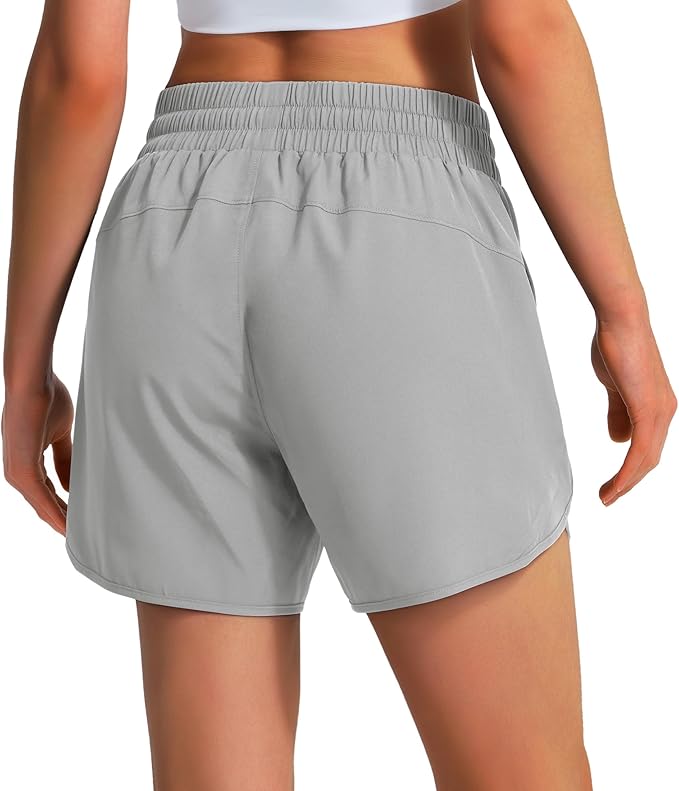 Ksmien Women's 5" Athletic Running Shorts Quick Dry Lightweight Workout Gym Shorts with Zipper Pockets UPF 50+