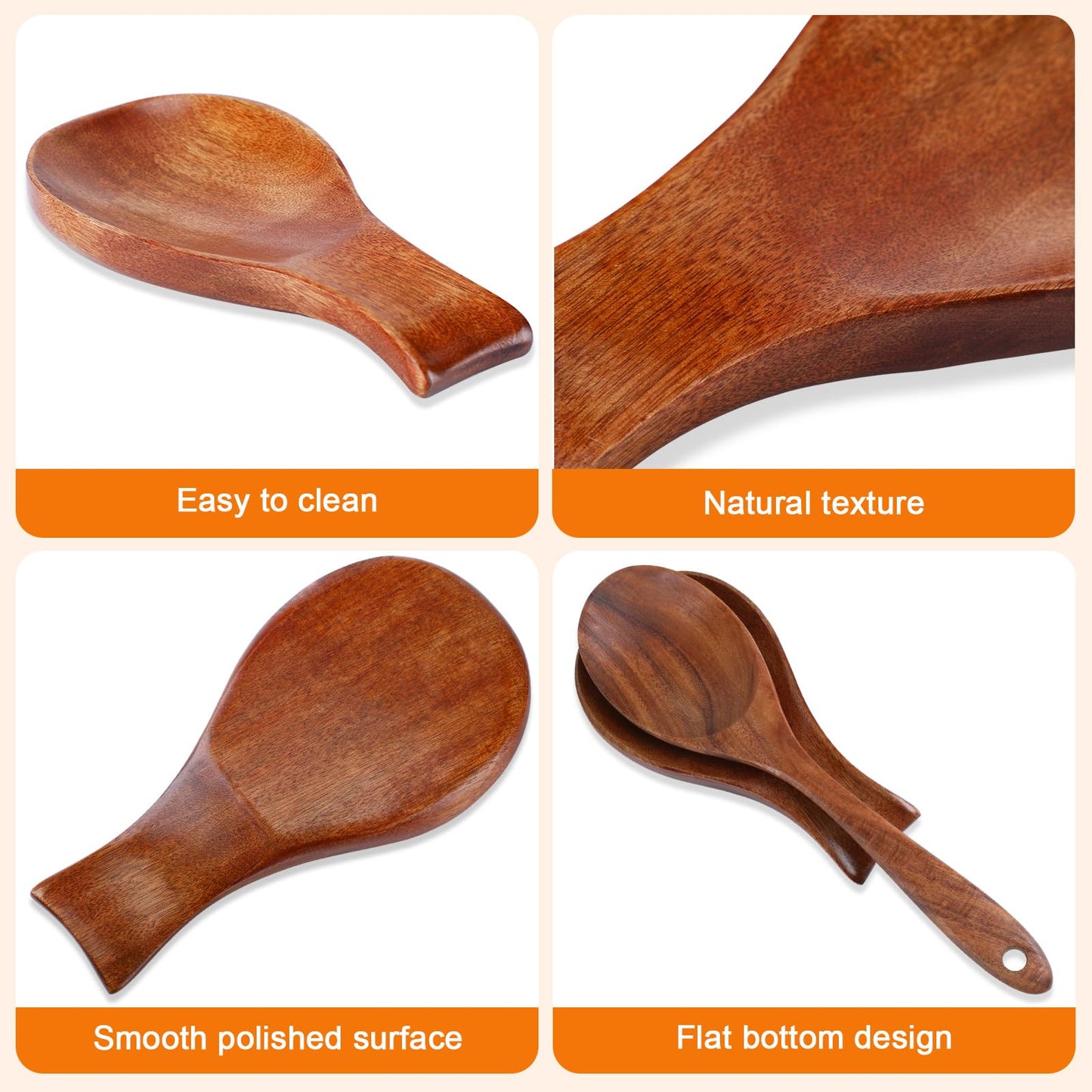 AceOrbit 12 Pack Wood Spoon Rest for Stove Top Bamboo Spoon Holder for Kitchen Counter Utensil Rest for Spatula, Ladles, Forks, Tongs, Modern and Rustic Dining Table Decor