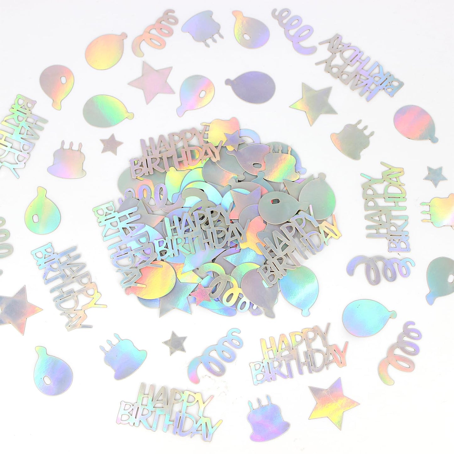 Vofrise Happy Birthday Confetti for Table Iridescent Balloon Star Shaped Table Scatter Suitable for Disco Themed Birthday/Anniversary Party Decorations