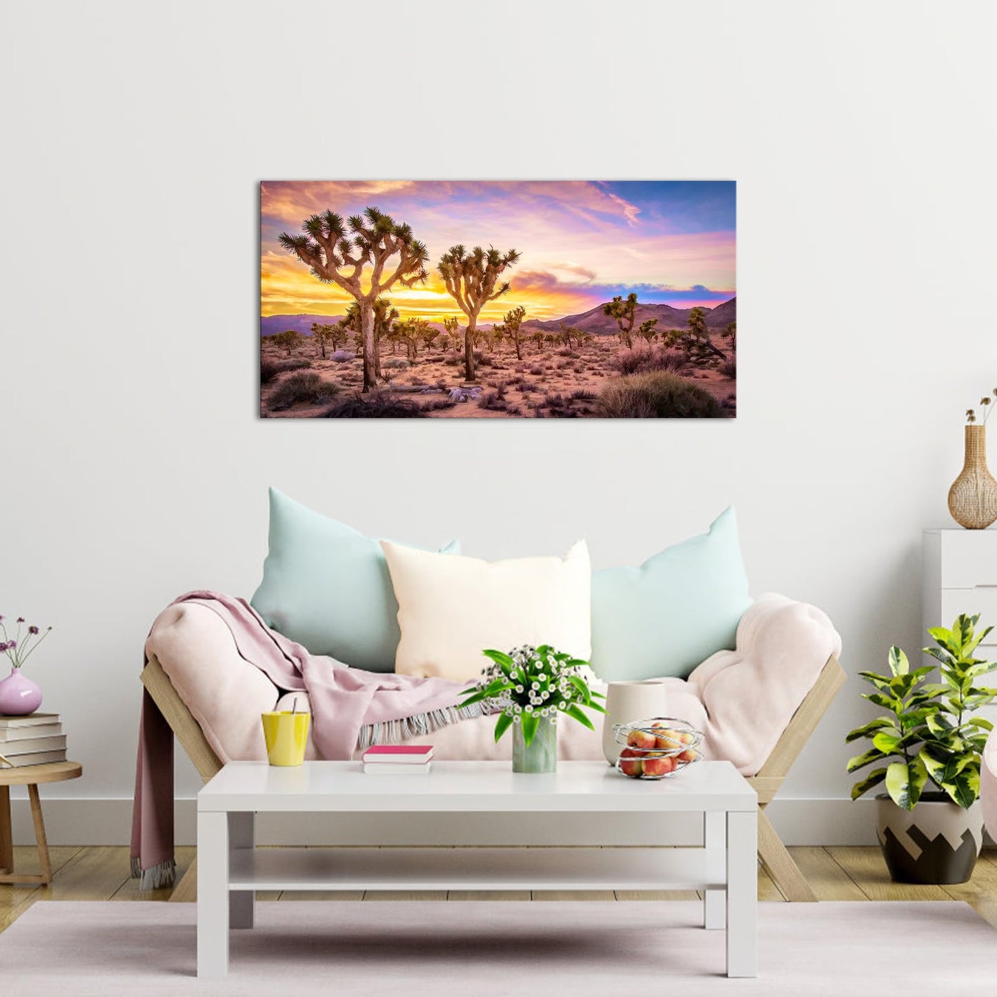 KLVOS Joshua Tree Landscape Canvas Print Southern California Desert at Sunset Pictures Wall Art Natural Artwork Painting Stretched and Framed Modern Living Room Bedroom Office Home Decor