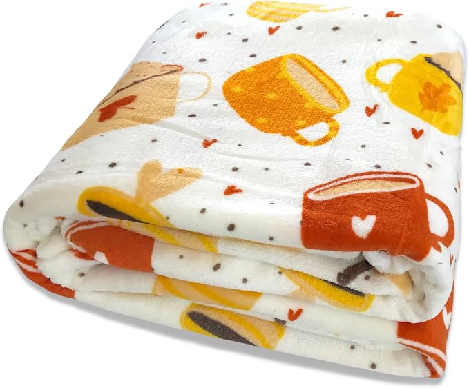 Serafina Home Fall Fleece Throw Blanket: Velvety Soft Pumpkin Spice Cozy Wrap Accent for Sofa Couch Chair Bed Dorm, 50" x 70"