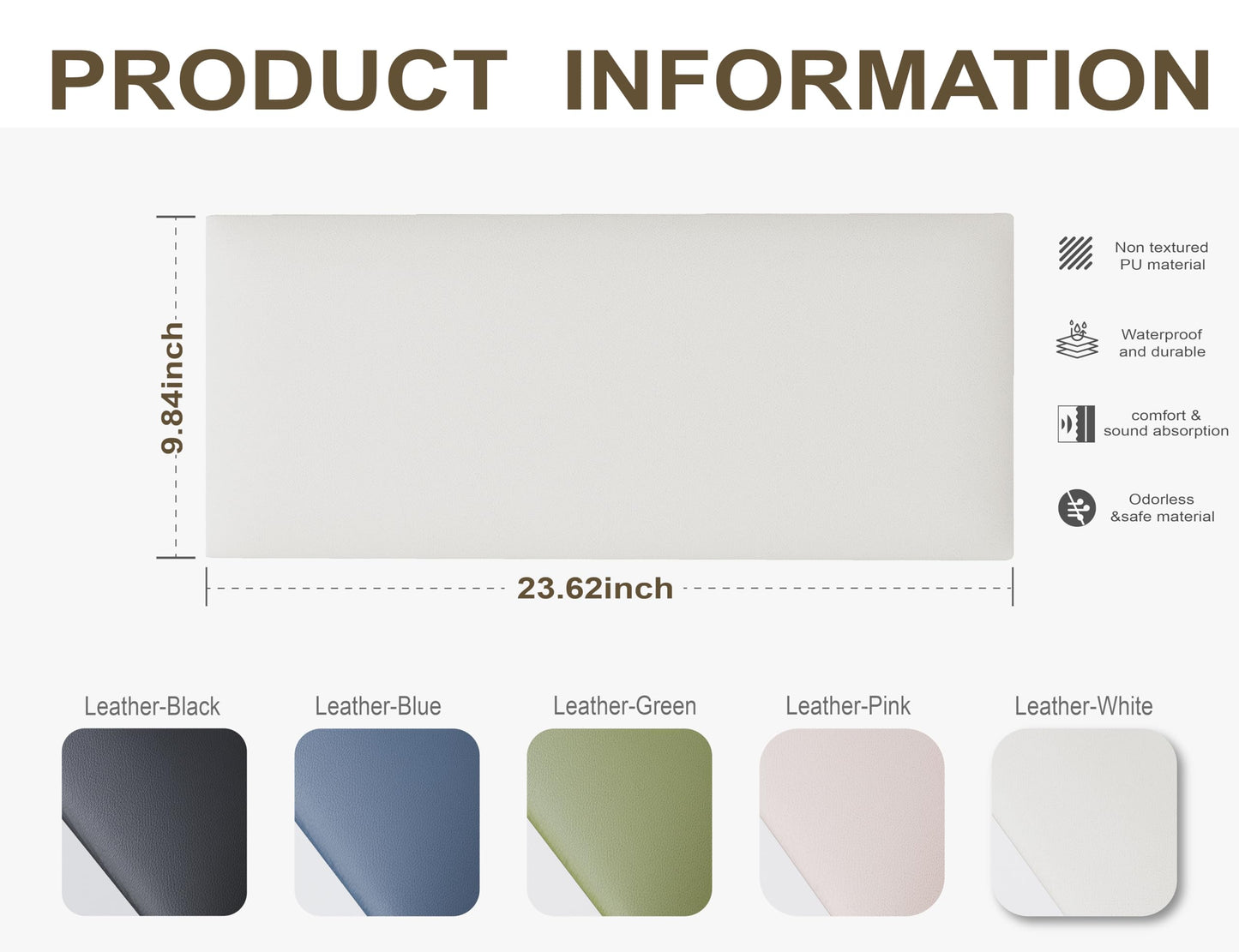 Gorkett Peel and Stick Upholstered Wall Mounted Headboard Queen Size, 9 Panels 3D Soundproof Leather Headboard,Wall Mounted Headboards,Reusable and Removable Wall Panels, 10"x24" White