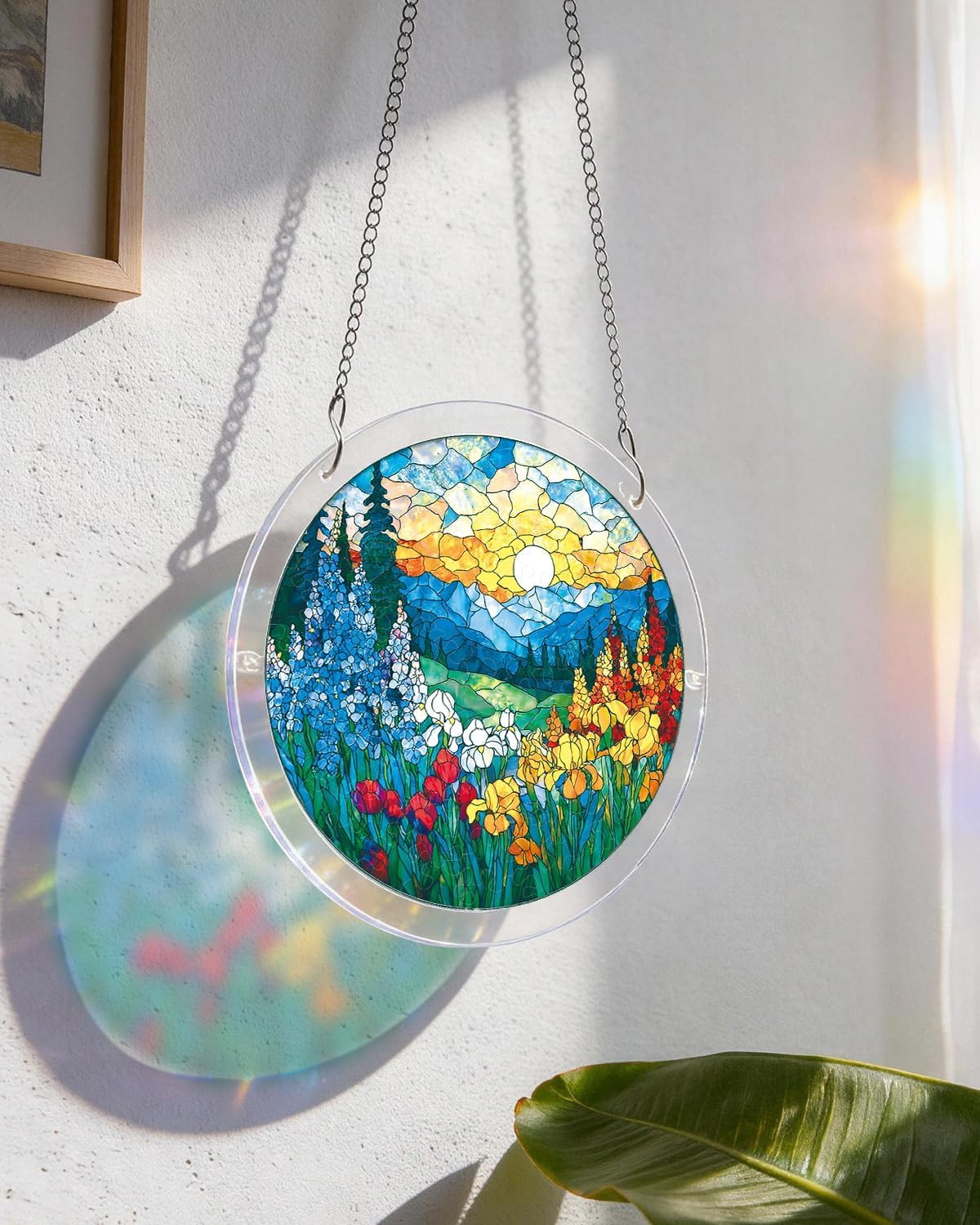 Acrylic Puzzles Suncatcher Window Hanging, Blossom Sea Puzzle, Acrylic Suncatcher for Doors Garden, Mother's Day Christmas Birthday Gifts for Women Men (M - 8.2 * 8.2 in)