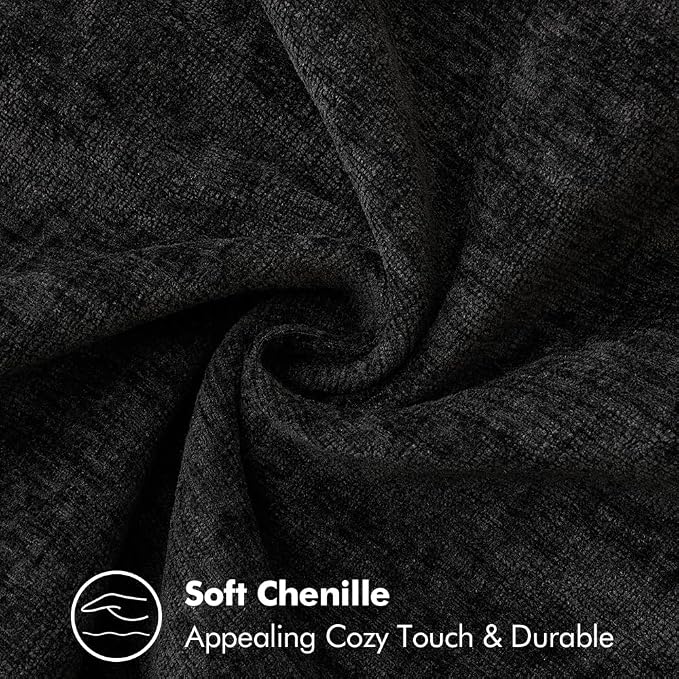 MIULEE Pack of 2 Couch Throw Pillow Covers 20x20 Inch Black Farmhouse Decorative Pillow Covers with Stitched Edge Soft Chenille Solid Dyed Pillow Covers for Sofa Bed Living Room