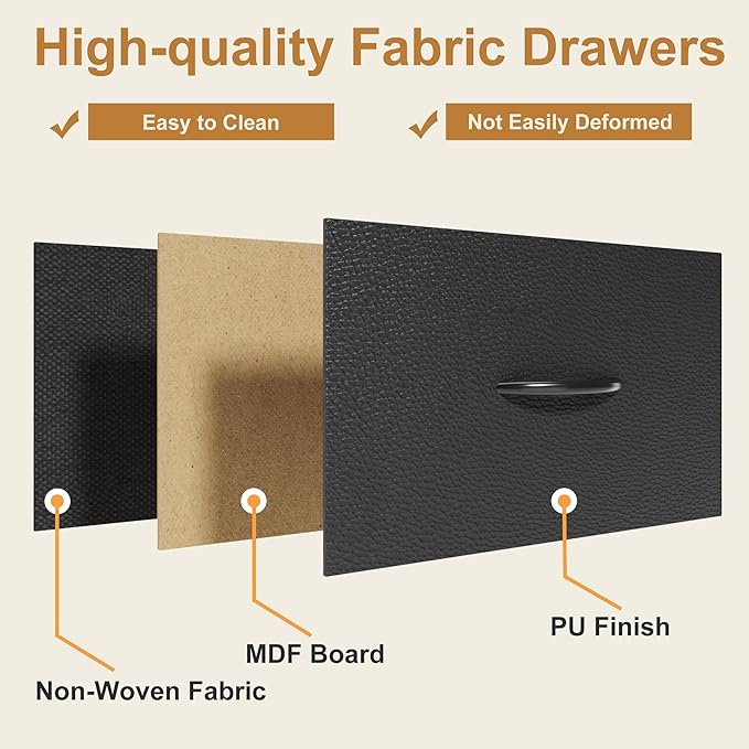 AFLUI Triple Bookshelf with 3 Fabric Drawers, 4-Tier Book Shelf and 10 Display Shelves, Industrial Large Bookcase for Home & Office, Black, 47'' Wide