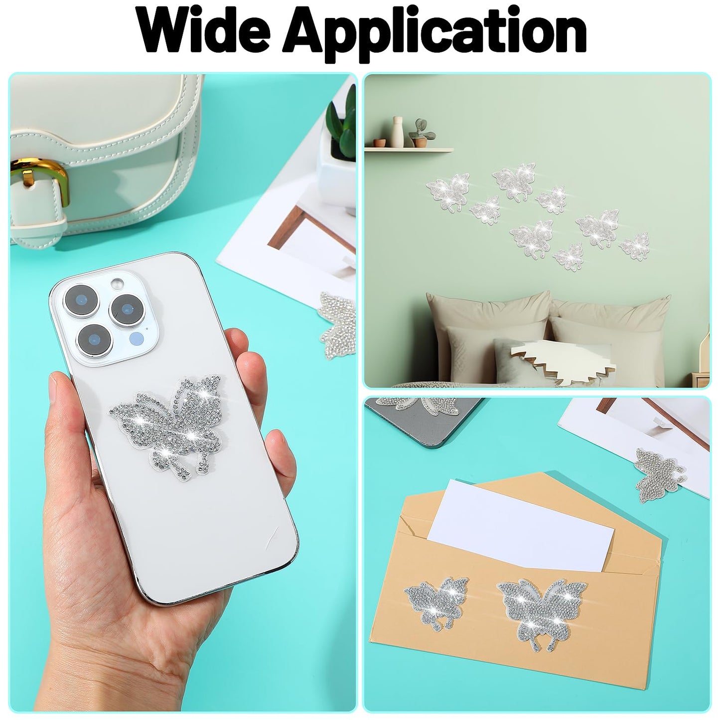 8Pcs Bling Butterfly Car Decals for Women Glitter Crystal Rhinestone Shiny Butterfly Stickers with Self Adhesive Backing Accessories for Car Window Motorcycle Laptop Tumbler Luggage
