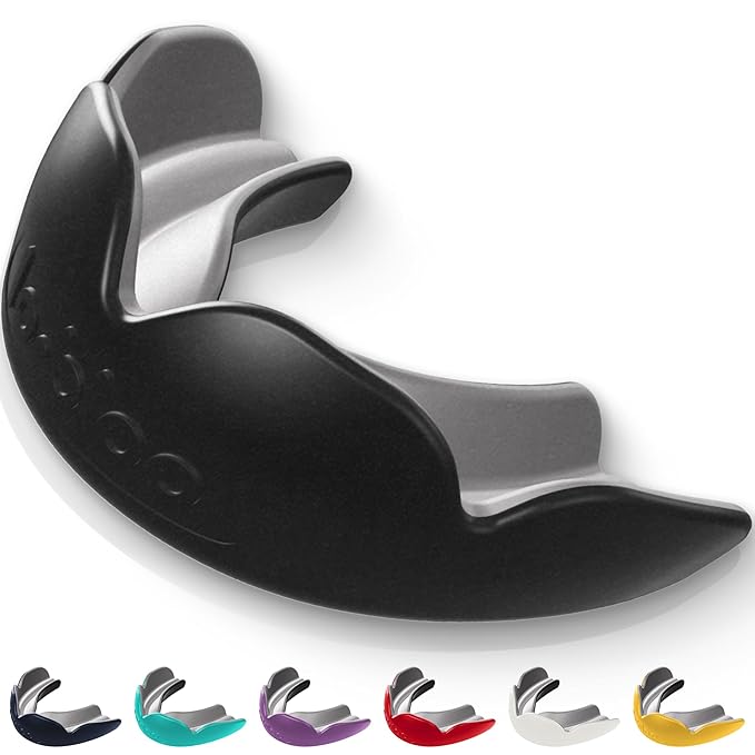 lobloo® PRO-FIT Sports Mouthguard ??Ultra Slim 1mm | Dentist-Level Protection | Precision Vacuum-Fit | Oxygen Performance | MMA, Boxing, Football, Basketball. (Medium 10-13yrs, Black)