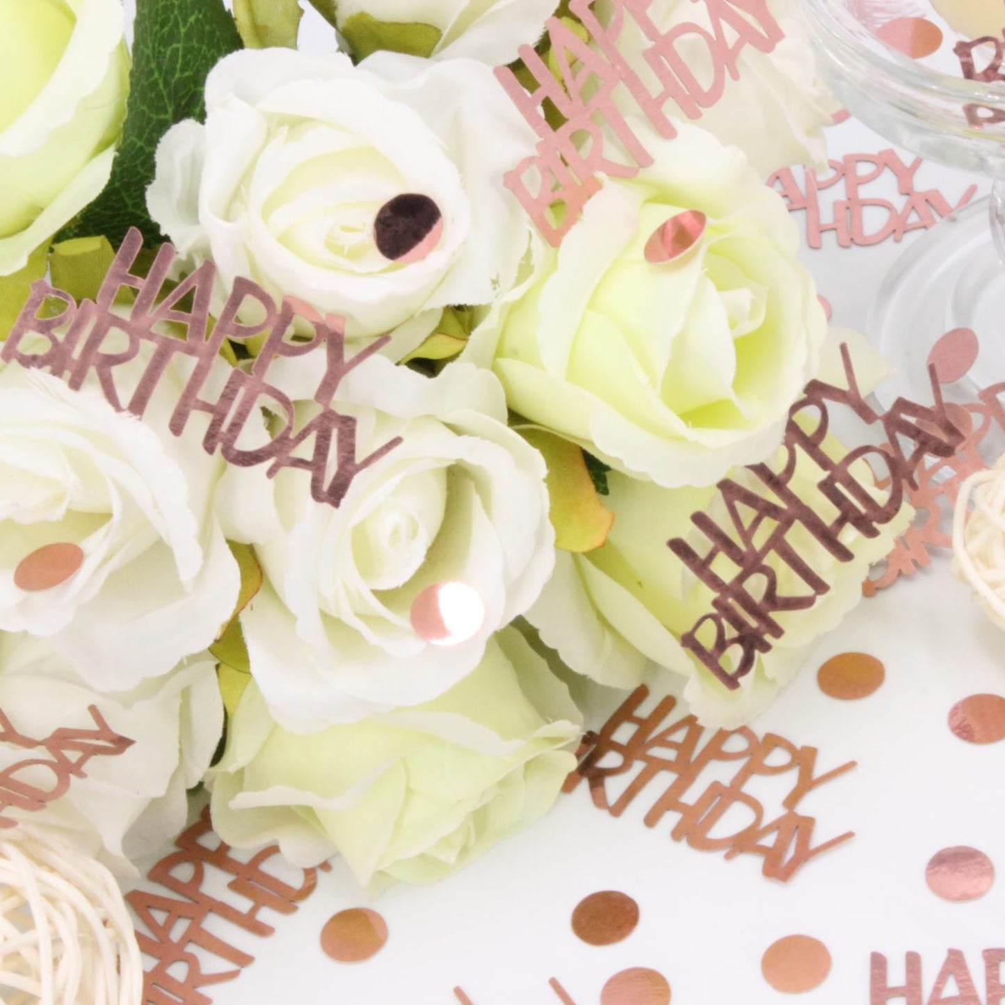 Blopee Rose Gold Birthday Confetti - 270 PCS Glitter Happy Birthday Decorations for Table