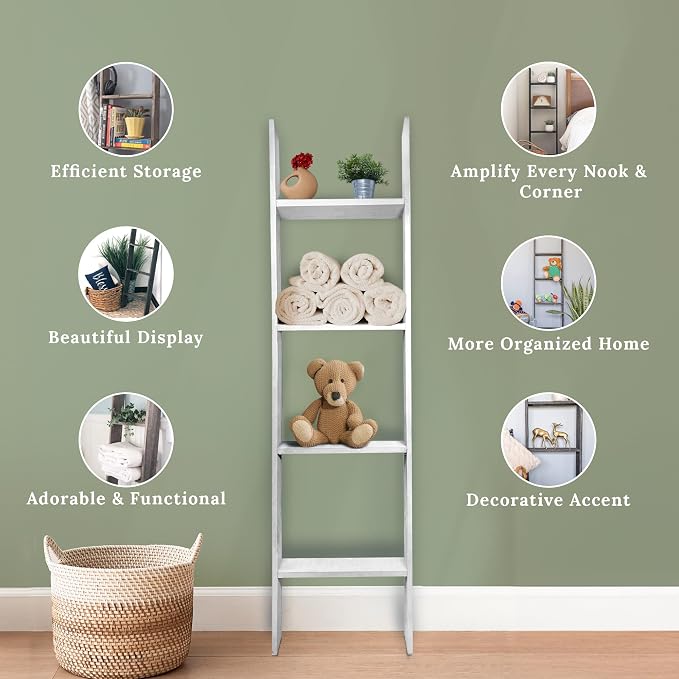 BARNWOODUSA Throw Blanket Ladder – Fully Assembled Reclaimed Wood – Rustic Decorative Ladder for Towels, Quilts, & More – Perfect Farmhouse Decor for Bathroom, Porch, or Living Room,4ft.