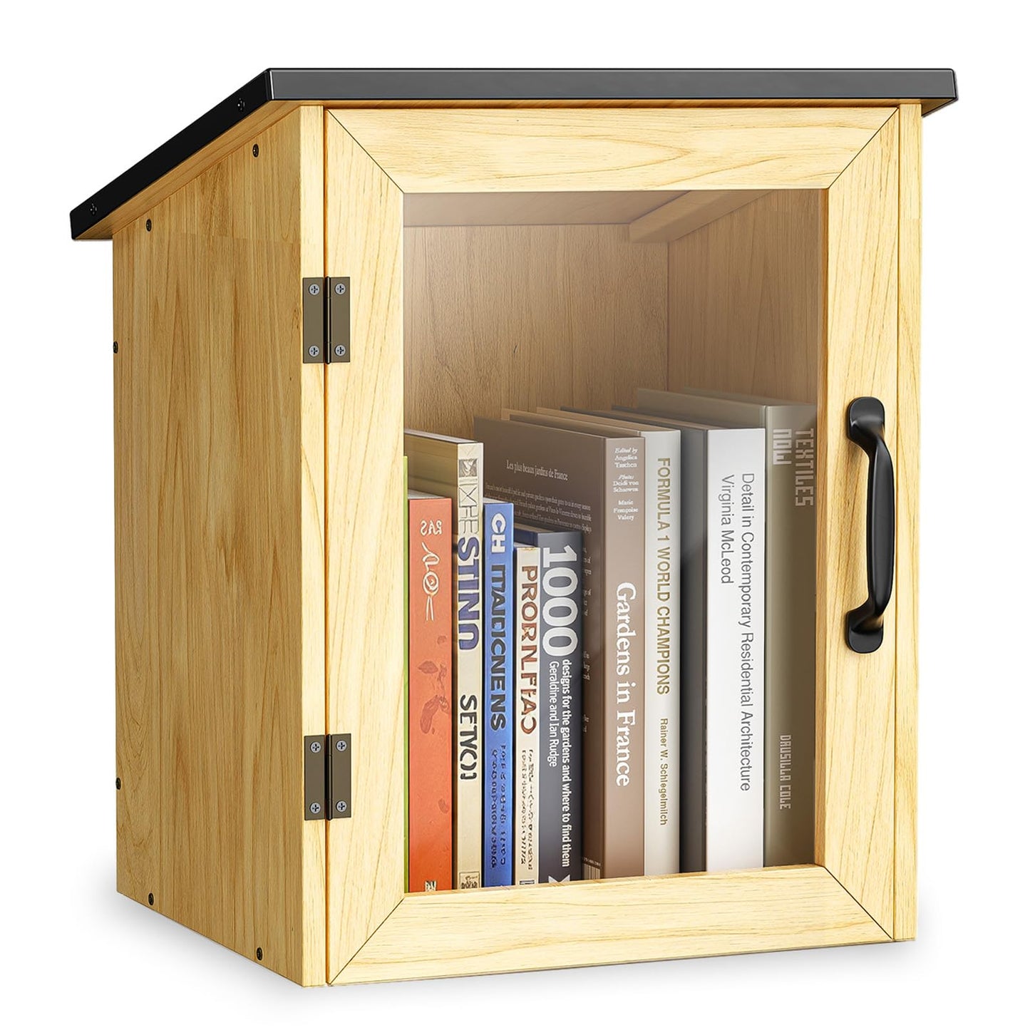 Outdoor Library Book Box Storage, Waterproof Solid Wood Cabinet for DIY, Community & School Sharing – Weatherproof Neighborhood Book Exchange for Literature, Magazines & Newspapers(13"W x 12"D x 17"H)
