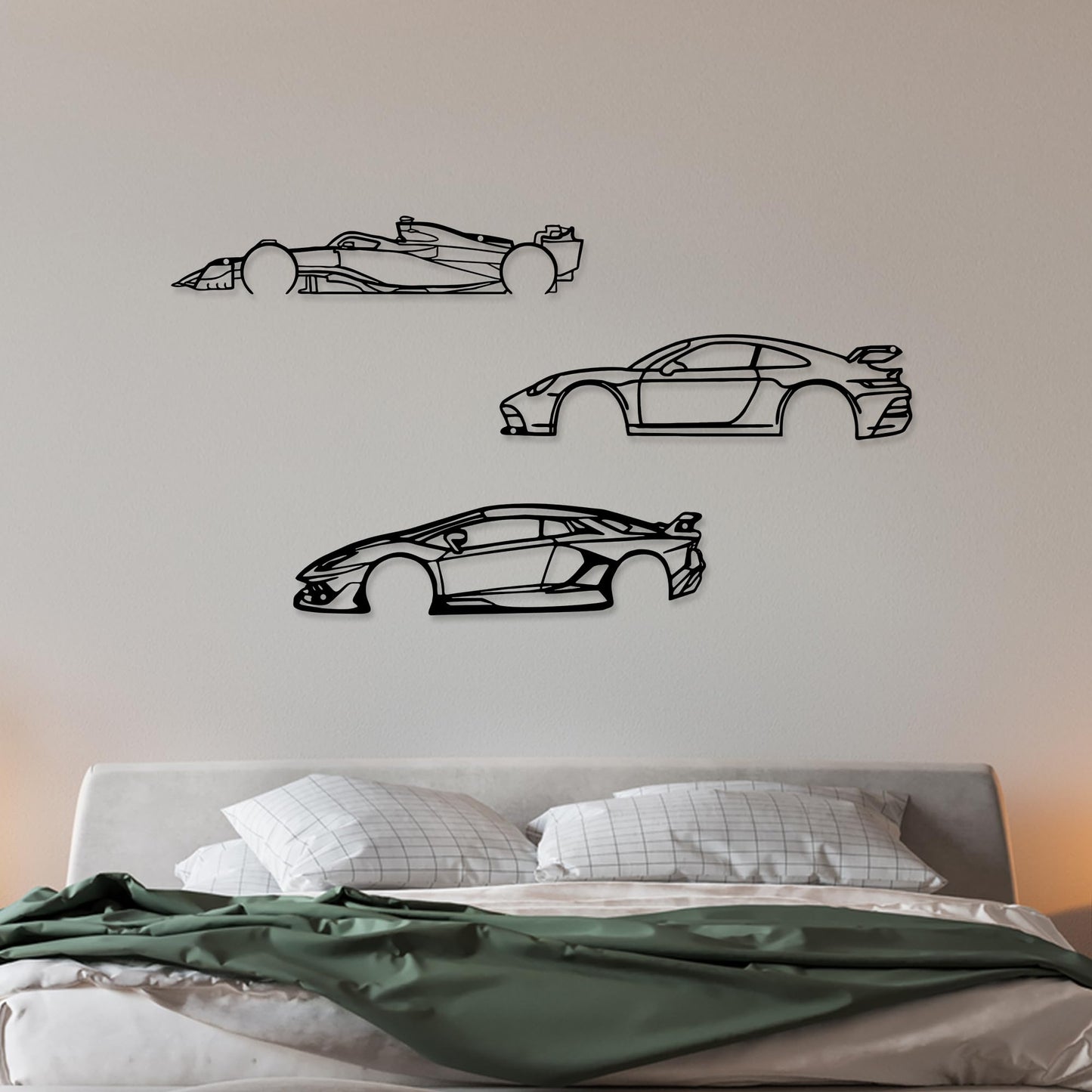 Xedatric Set Of 3 Car Wall Art Metal Racing Silhouette Wall Art Car Wall Decor Indoor Bedroom Home Car Room Decor Wall Decoration Gift For Car Lover Automan Gift