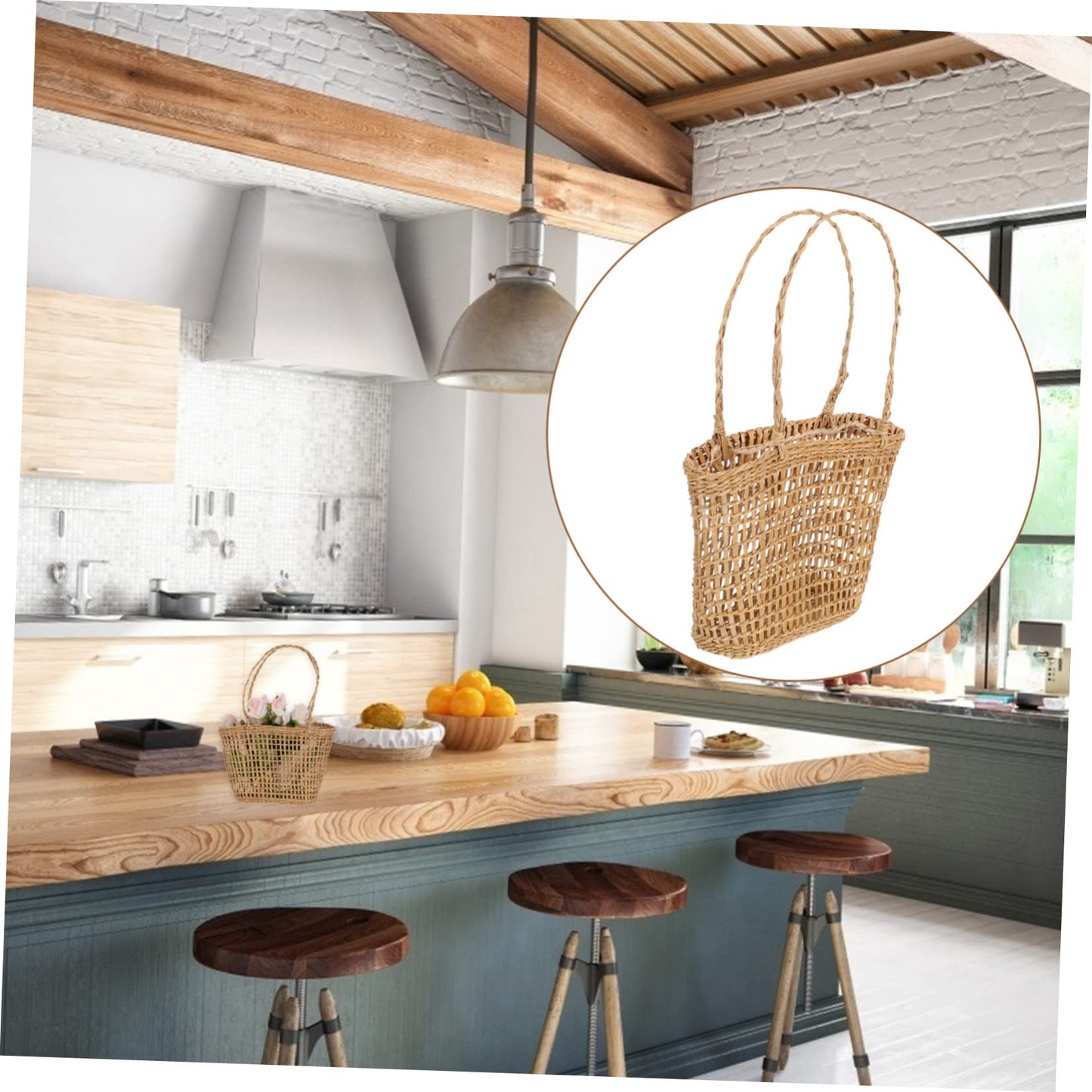 Cabilock Rope Baskets for Storage Straw Weaving Flower Basket Hanging for Home Decor