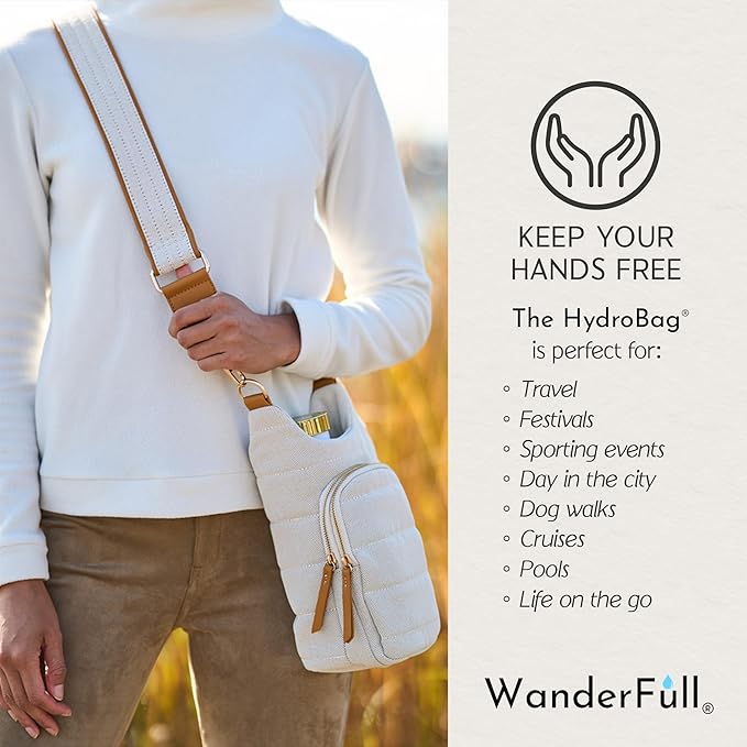 WanderFull® Original HydroBag® Collection, Water Bottle Holder w/Strap & Phone Pocket, Hands-Free Crossbody Water Bottle Bag