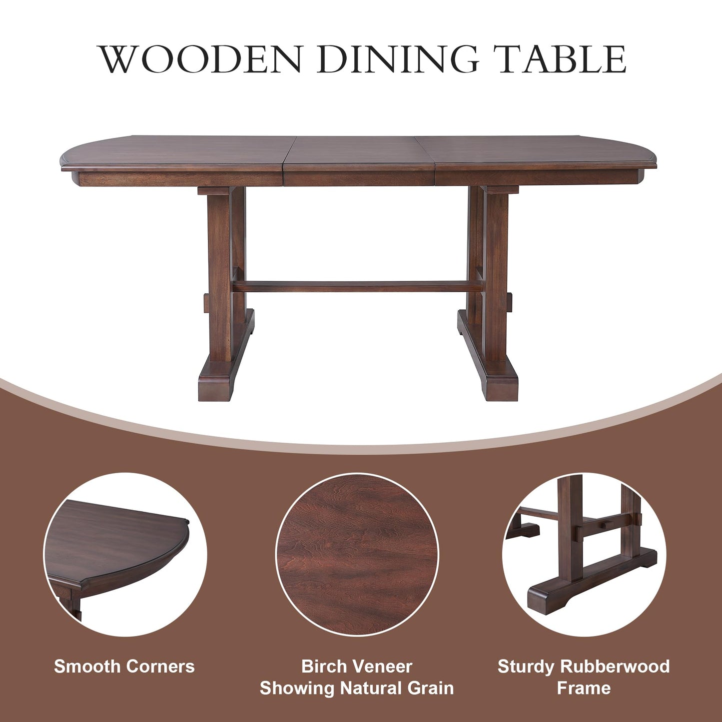Merax 6-Piece Extendable Wood Dining Table Set, 60 inch to 78 inch with Removable Leaf, Kitchen Set for 6 with 4 Upholstered Side Chair and Bench, Cherry
