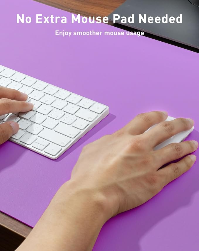 Aothia Faux Leather Desk Mat - Large Mouse Pad, Non-Slip PU Leather Blotter, Waterproof Writing Surface for Office and Home (Iris Violet, 40" x 24")