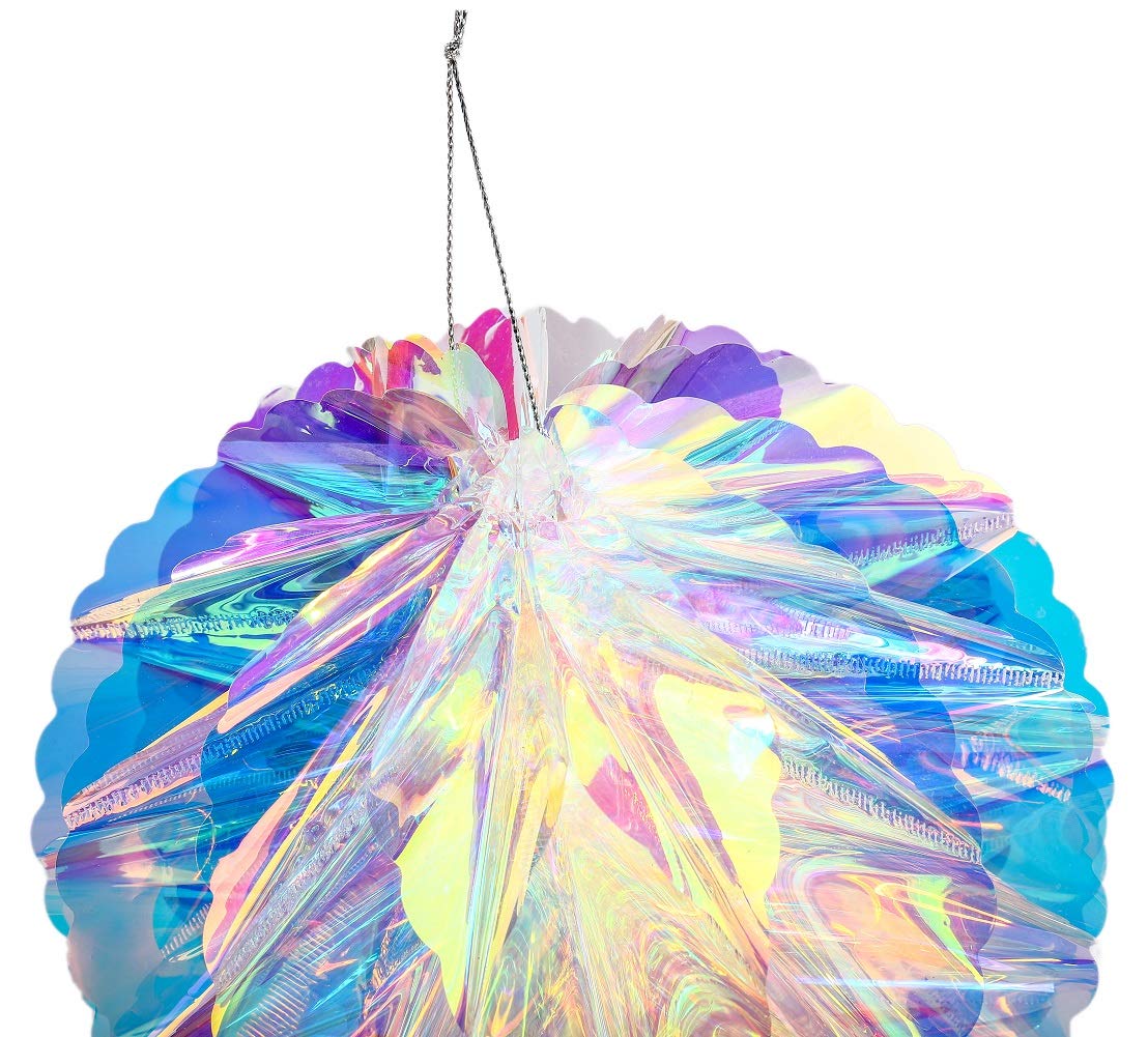 Hanging Decorations Iridescent Honeycomb Ball Foil Ceiling Hanging Flowers for Bridal Shower Wedding Birthday Frozen Theme Party Fairy Princess Rainbow Show Decoration