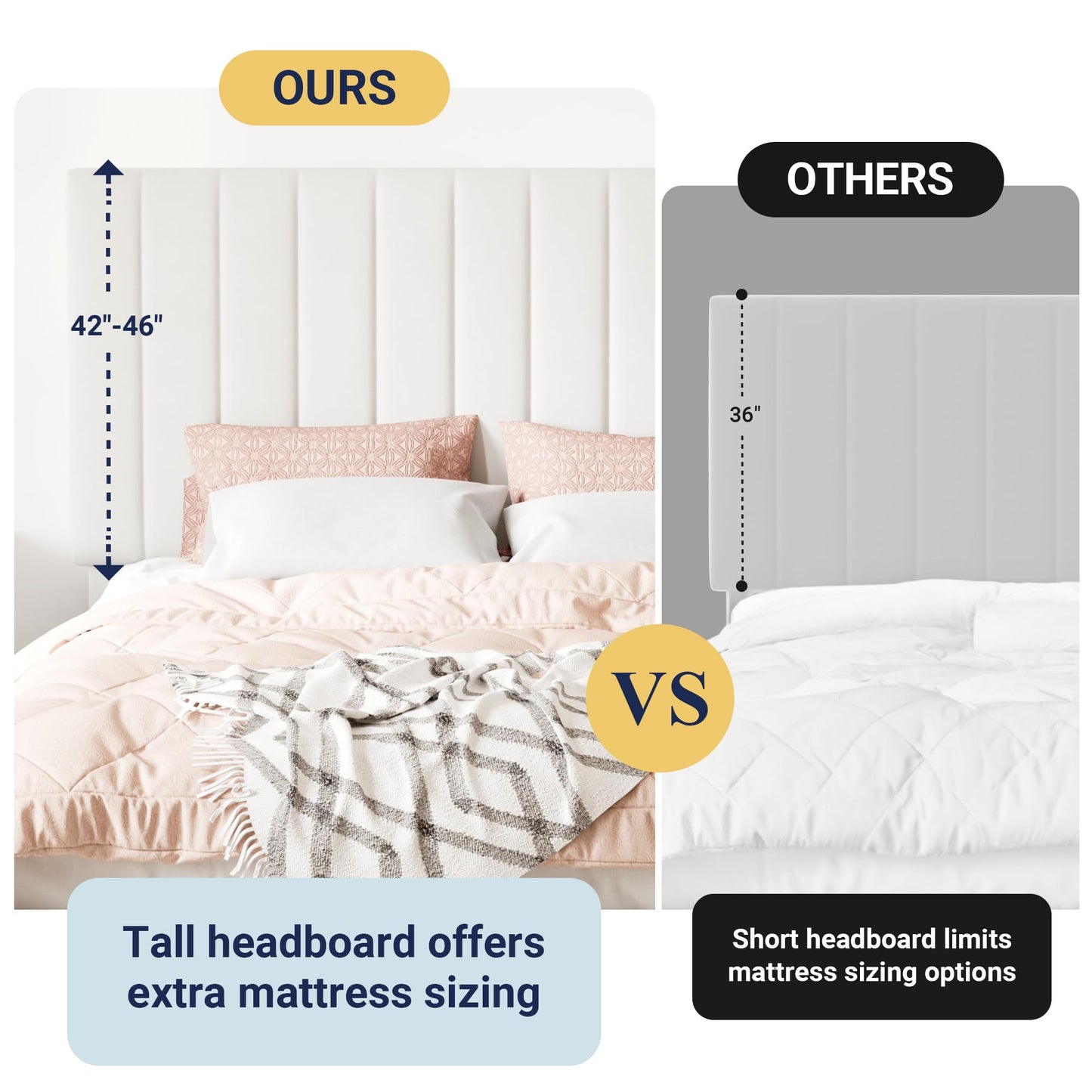 Allewie King Size Storage Bed Frame, Vertical Channel Tufted Adjustable Headboard, Velvet Upholstered Platform Bed with 4 Oversized Underbed Drawers, Wooden Slats Support, No Box Spring Needed, White