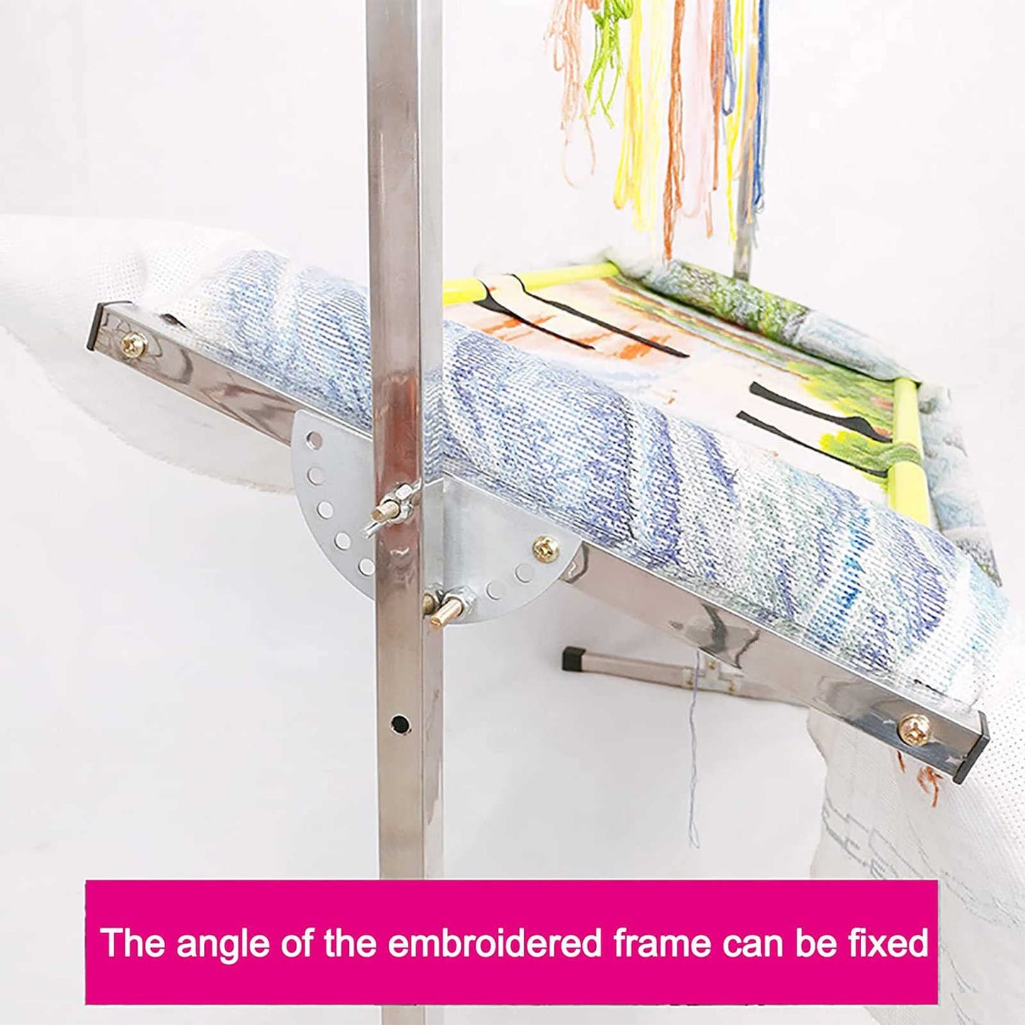 Embroidery Stand, Adjustable Stainless Steel Embroidery Stand for Cross Stitch and Sewing, Ideal Floor Frame and Lap Table for Art and Craft Projects.
