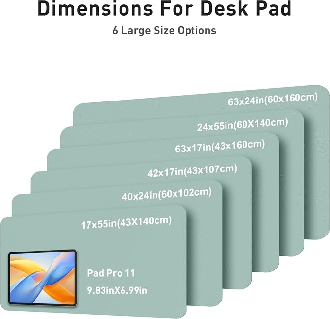 Aothia Faux Leather Desk Mat - Large Mouse Pad, Non-Slip PU Leather Blotter, Waterproof Writing Surface for Office and Home (Light Blue, 42" x 17")
