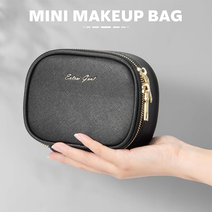 Mini Makeup Bag with Led Mirror, Small Travel Make up Bag 3 Light Modes Adjustable Brightness, for Women Organizer Cosmetic Bag, Portable Travel Train Toiletry Bag, for Pool Parties Work Touch-Ups