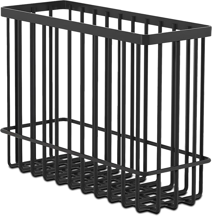 2 Pack Cabinet Door Organizer, Foil and Plastic Wrap Organizer, Wall Mounted Kitchen Organizers and Storage Wire Basket, Pantry Door Storage Kitchen Wrap, Black
