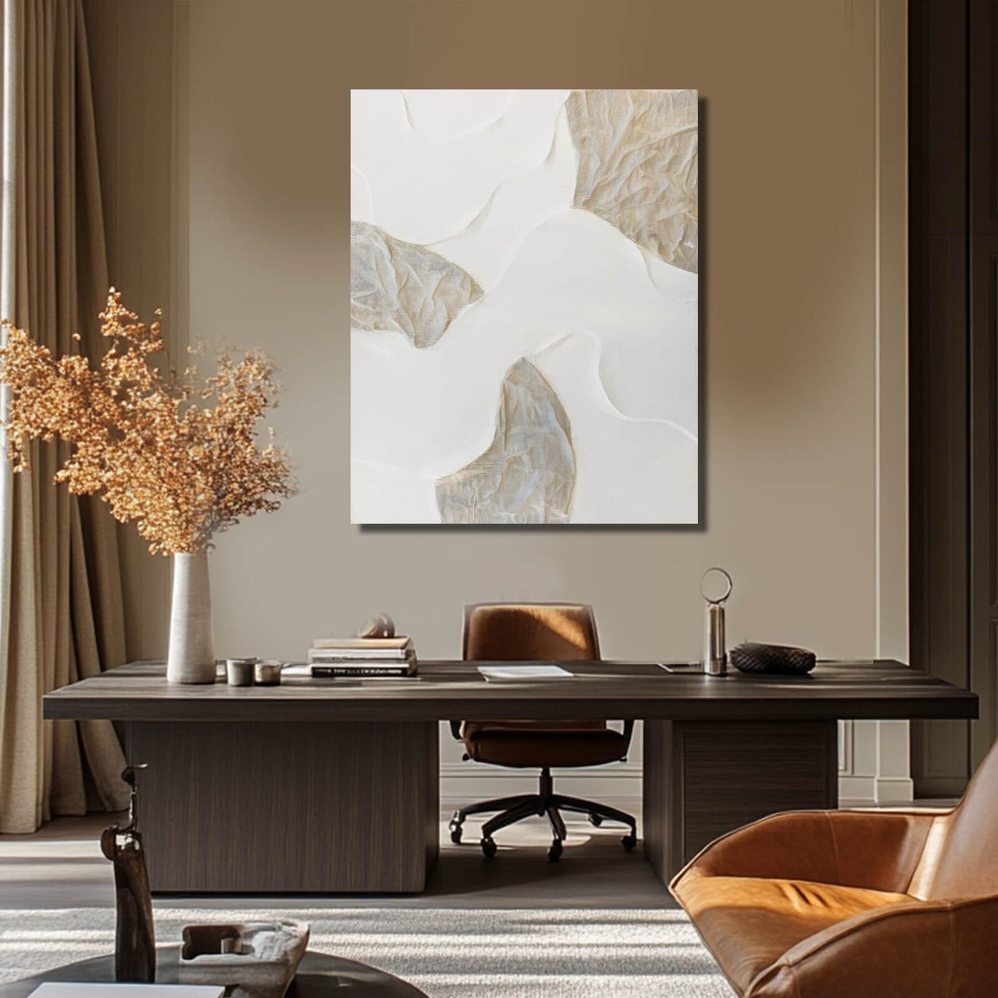 NBAODAN White and Beige Wall Paintings Large Abstract Canvas Wall Art Textured Oil Paintings 32"x40" Pictures for Living Room Office