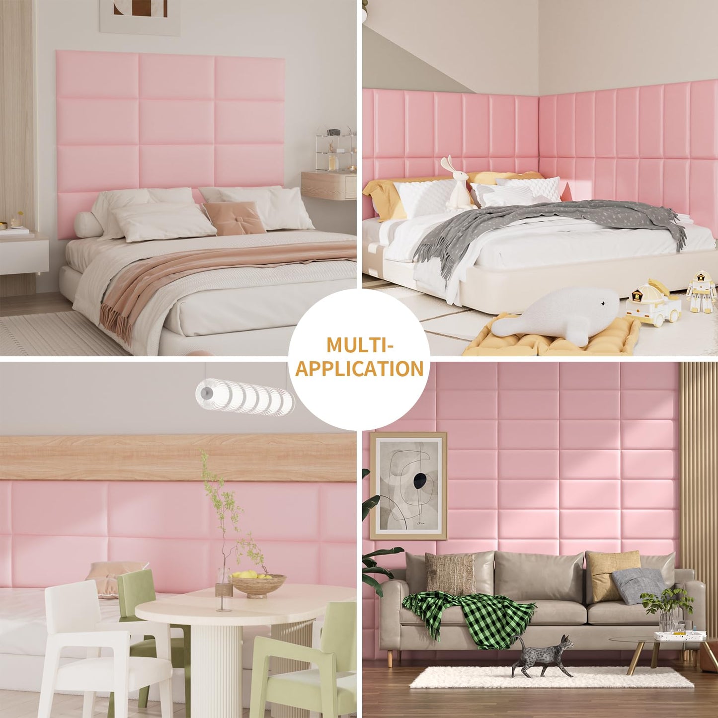 Greymond Headboards Wall Panel for Twin, Self-Adhesive 3D Wall Panels, Upholstered Wall Panel for Bedroom/Living Room (6 Pieces 9.84 in x 23.6 in)
