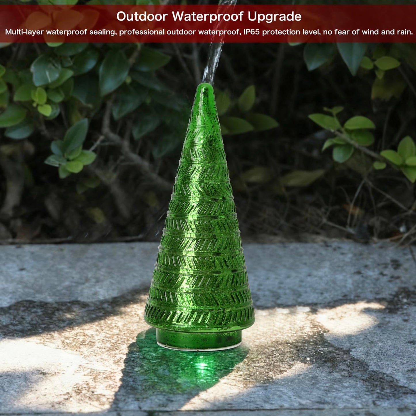 JBGIYOSG Christmas Tree Glass Decorative Light: 10.24" Tall, Holiday Tabletop Ornament, Frosted Glass Christmas Home Decor, Xmas Tree Night Light for Indoor Decor Green