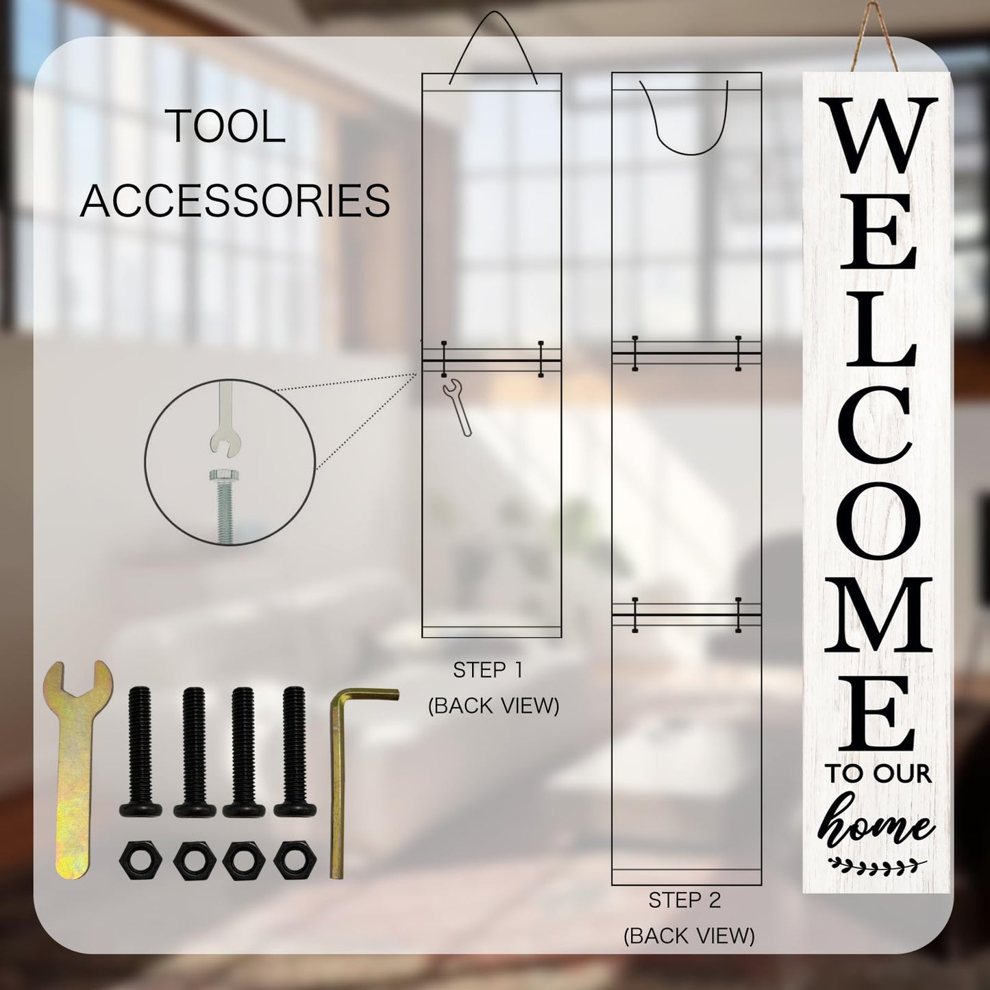 Vertical Wood Welcome Sign for Front Porch Vertical Decorative Sign Front Door Outdoor Indoor Welcome Sign 47.2x7.8 Inch Large Farmhouse Style(White)