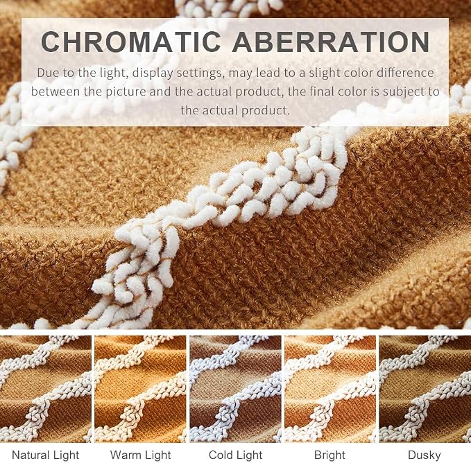 BOURINA Fluffy Chenille Knitted Fringe Throw Blanket Lightweight Soft Cozy for Bed Sofa Chair Throw Blankets, 60" x 80",Mustard