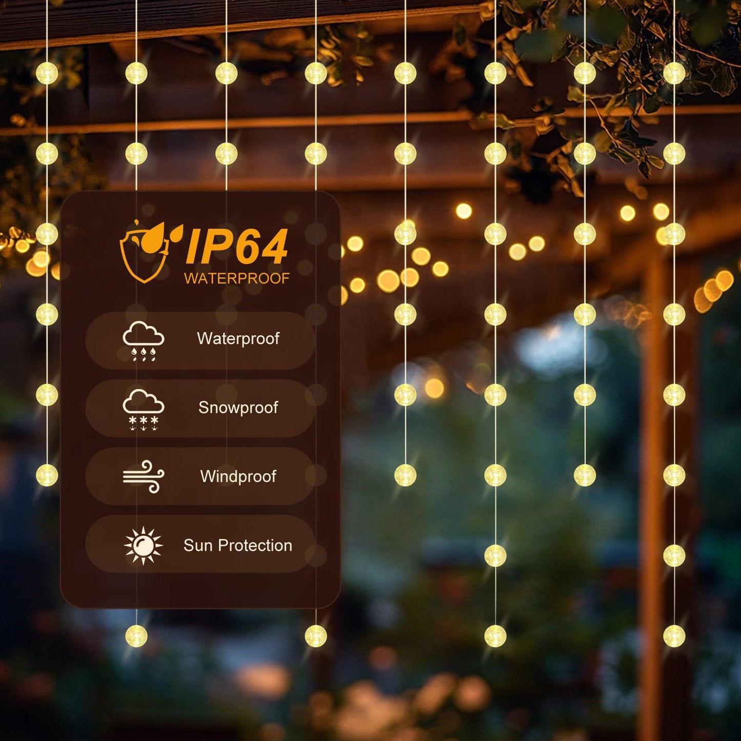 Patioman Ball Curtain Lights, Warm White Window Light 70 Balls Hanging Lights with Remote Fairy Led Twinkle String Light Home Bedroom Wall Ceiling Décor for Christmas, Wedding, Party, Birthday