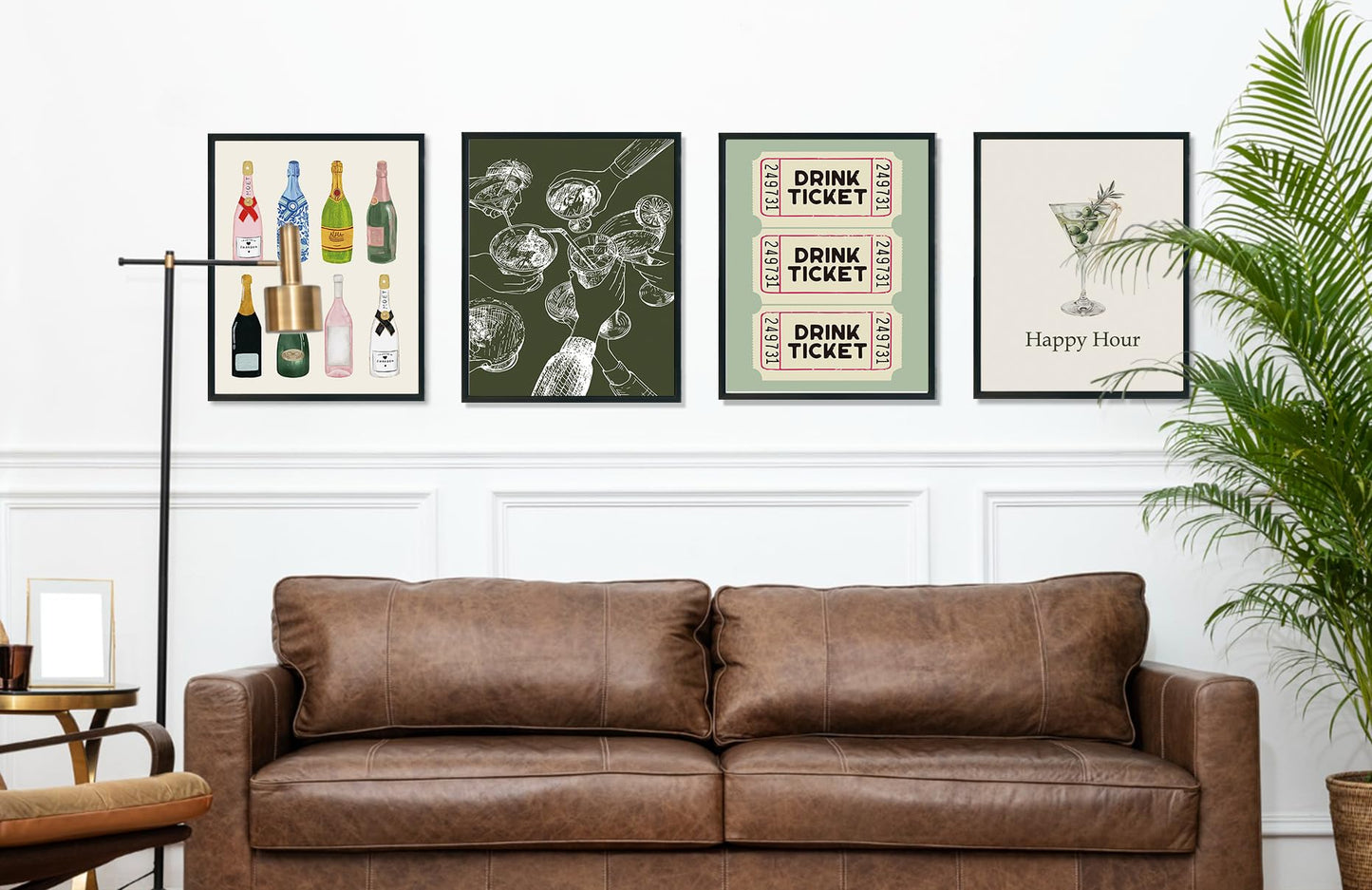 ULEGIE Bar Wall Decor Bar Cart Decor, Trendy Retro Champagne Cocktail Cheers Wall Art Decor Set of 4, Bar Poster, Bar Art Wall Decor Posters for Home Lounge Bar Club Kitchen, 8x10 Inch Unframed