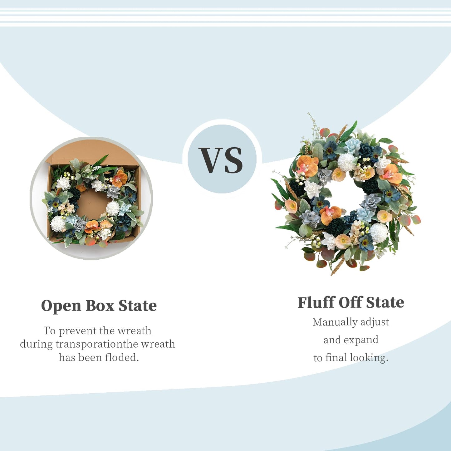 Bibelot 22 Inch Spring/Summer Floral Wreaths for Front Door,Artificial Valentines Day Wreath with Roses Dahlias Gardenias phalaenopsis for Home Wall Window Wedding Party Festival Decor