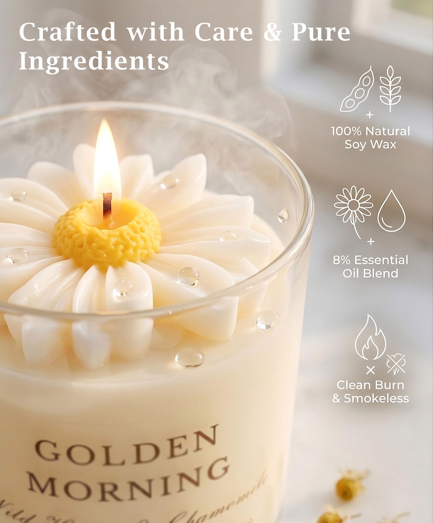 Scented Candles for Women - 24oz Aromatherapy Natural Soy Candles, Unique Floral Design, Relaxation Gifts for Mother’s Day, Birthday & Home Decor