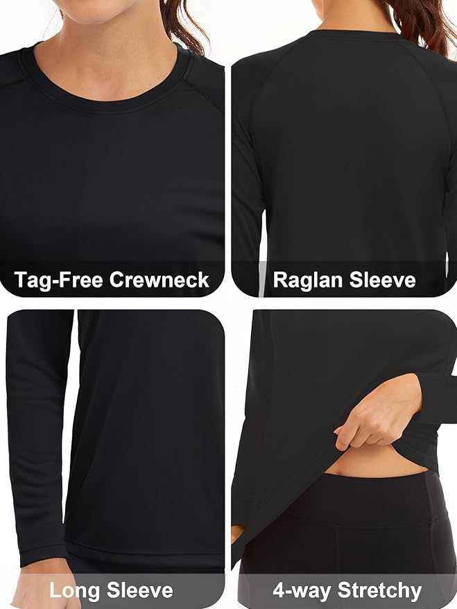 MAGCOMSEN Women's 2 Pack Long Sleeve Shirts UPF 50+ Sun Protection Quick Dry Swim Shirt for Rash Guard Fishing Workout