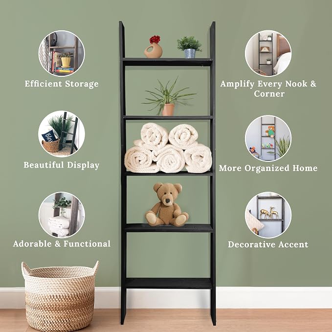 BARNWOODUSA Throw Blanket Ladder – Fully Assembled Reclaimed Wood – Rustic Decorative Ladder for Towels, Quilts, & More – Perfect Farmhouse Decor for Bathroom, Porch, or Living Room,5ft18.