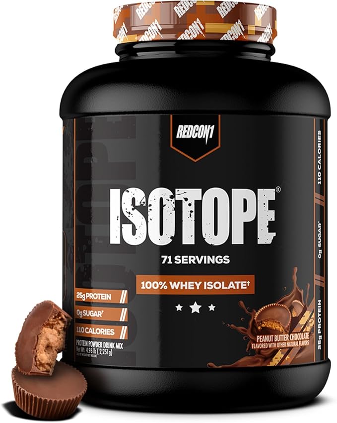 REDCON1 Isotope 100% Whey Isolate, Peanut Butter Chocolate - Keto Friendly Whey Protein Powder - Low Carb + Zero Added Sugar Whey Protein Isolate - Keto Protein Powder (71 Servings)