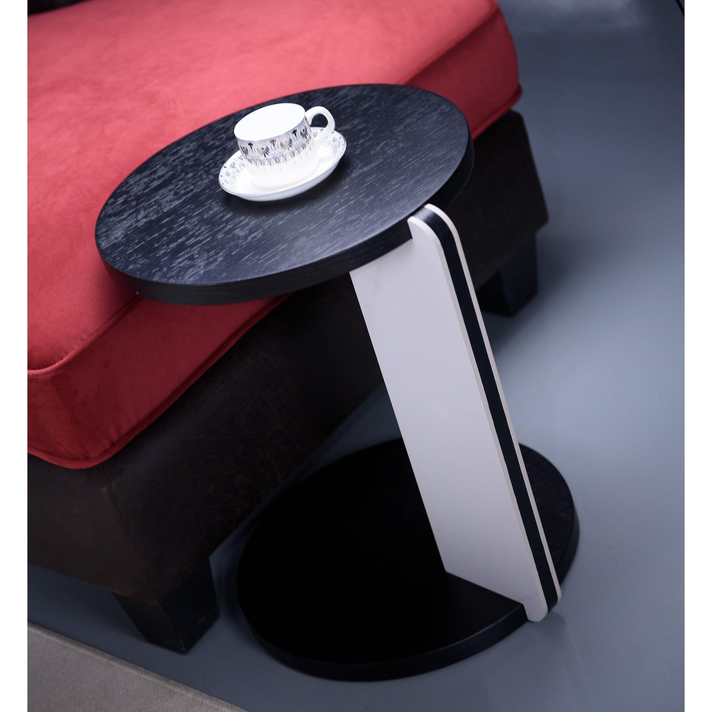 Set of 2 Round Nesting Tables - Multi-Purpose Home Furniture Ideal for Small Spaces, Functional as Living Room Coffee Table, Bedroom Night Stand, Dining Room Side Table, Sofa End Table (Black A)