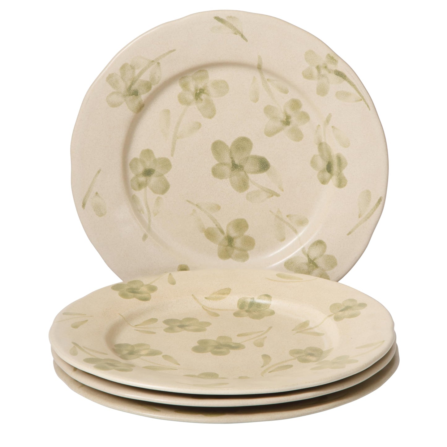 Bloomhouse - 2 Time Oprah's Favorite Things - Made in Portugal Hand Painted 10.8 Inch Dinner Plates Set of 4 - Porto Petals Floral Dish Set - Green Orchid