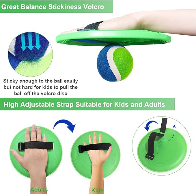 Jalunth Ball Catch Set Game Toss Paddle - Beach Toys Back Yard Pool Outdoor Lawn Games Backyard Camping Sticky Mitts Age 3 4 5 6 7 8 9 10 11 12 Years Old Boys Girls Kids Adults Family Easter Gifts