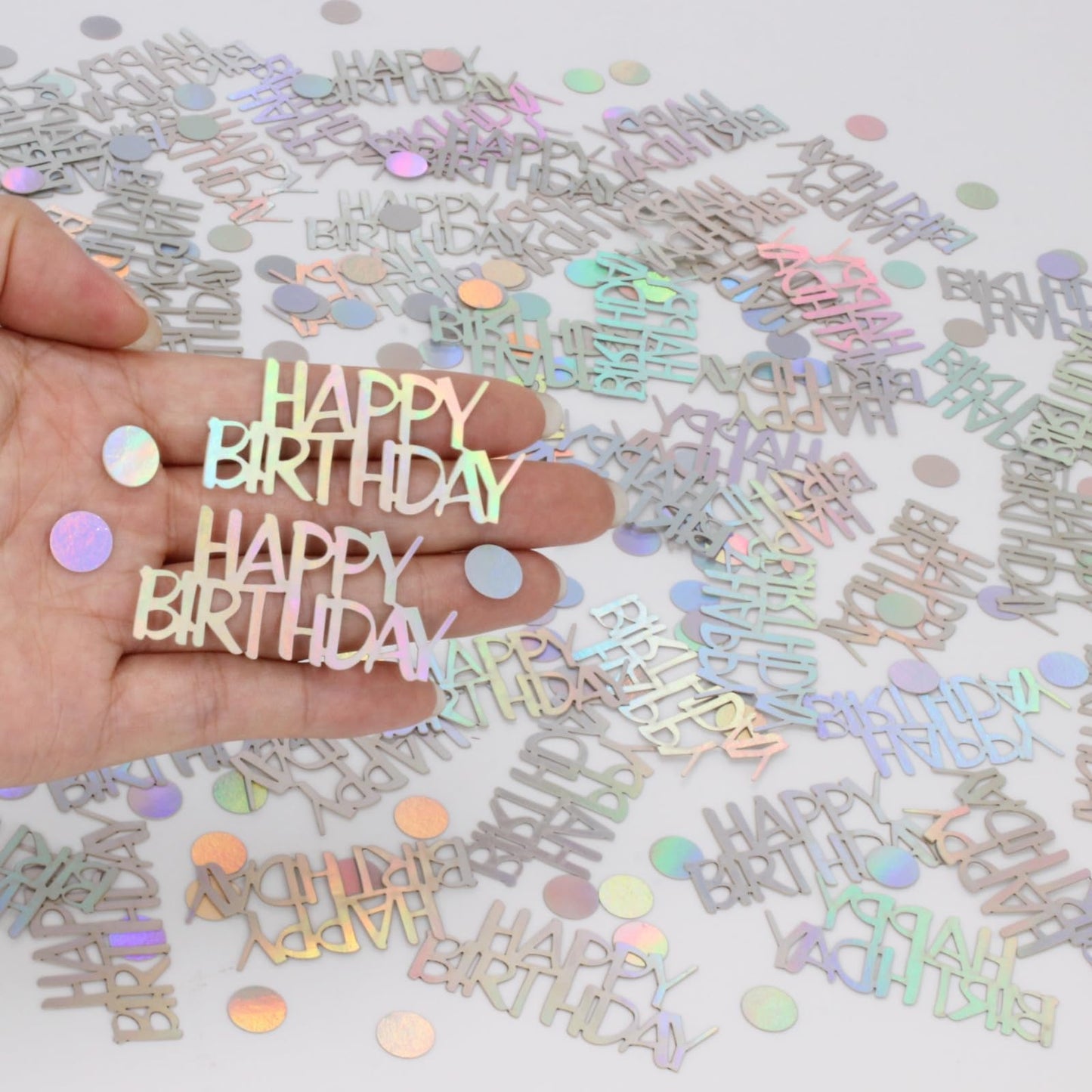 Blopee Birthday Confetti for Table Happy Birthday Decorations, 270 PCS Iridescent Confetti for Iridescent Party Decorations